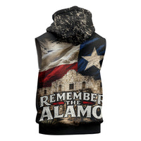 Remember The Alamo Texas Flag Sleeveless Zip Hoodie Distressed Historical Texan Pride