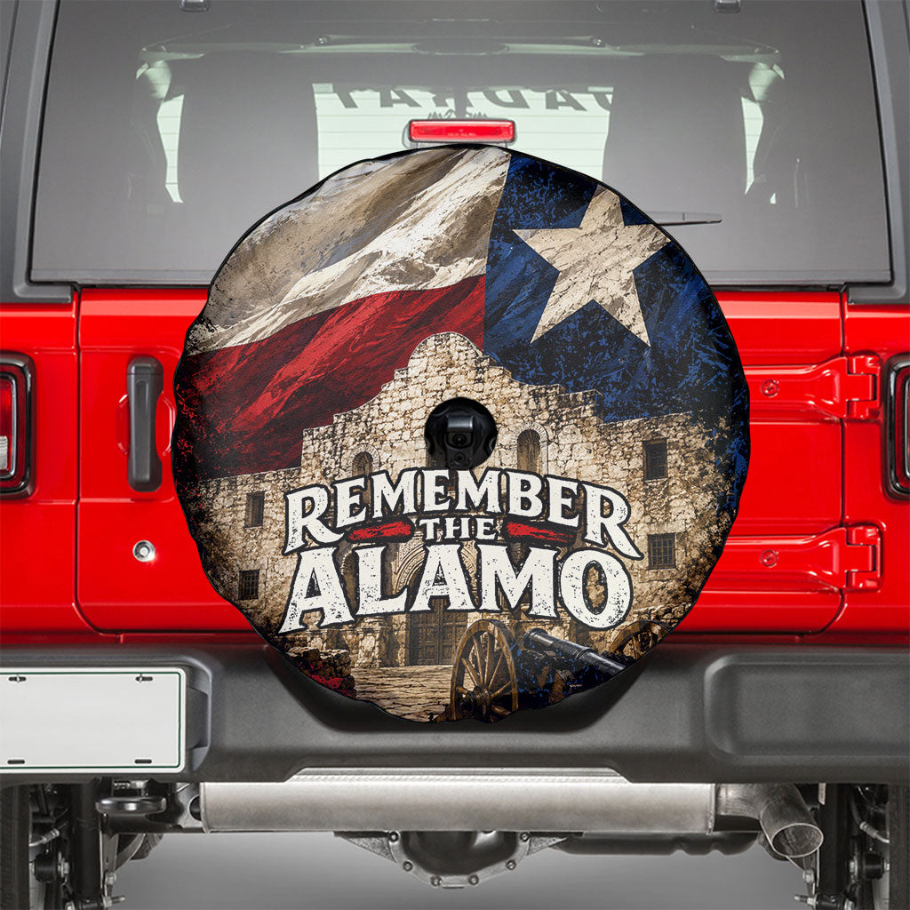 Remember The Alamo Texas Flag Spare Tire Cover Distressed Historical Texan Pride