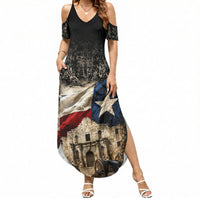 Remember The Alamo Texas Flag Summer Maxi Dress Distressed Historical Texan Pride
