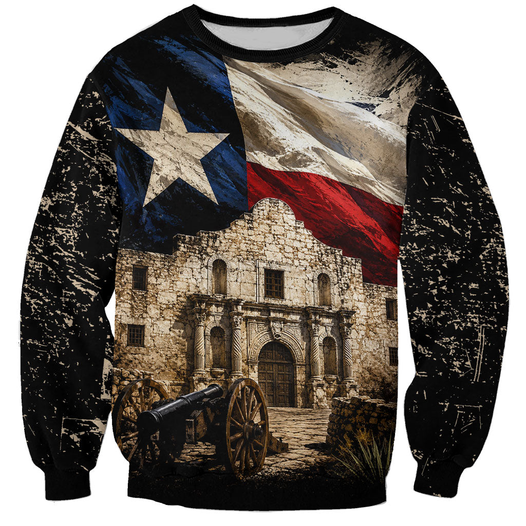 Remember The Alamo Texas Flag Sweatshirt Distressed Historical Texan Pride