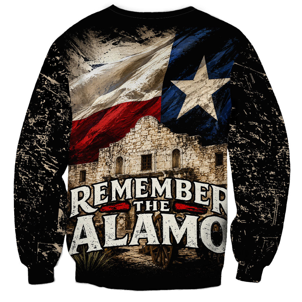 Remember The Alamo Texas Flag Sweatshirt Distressed Historical Texan Pride