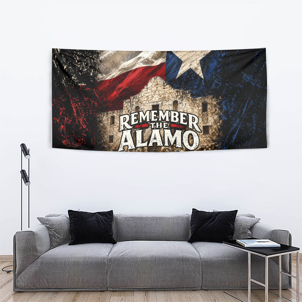 Remember The Alamo Texas Flag Tapestry Distressed Historical Texan Pride