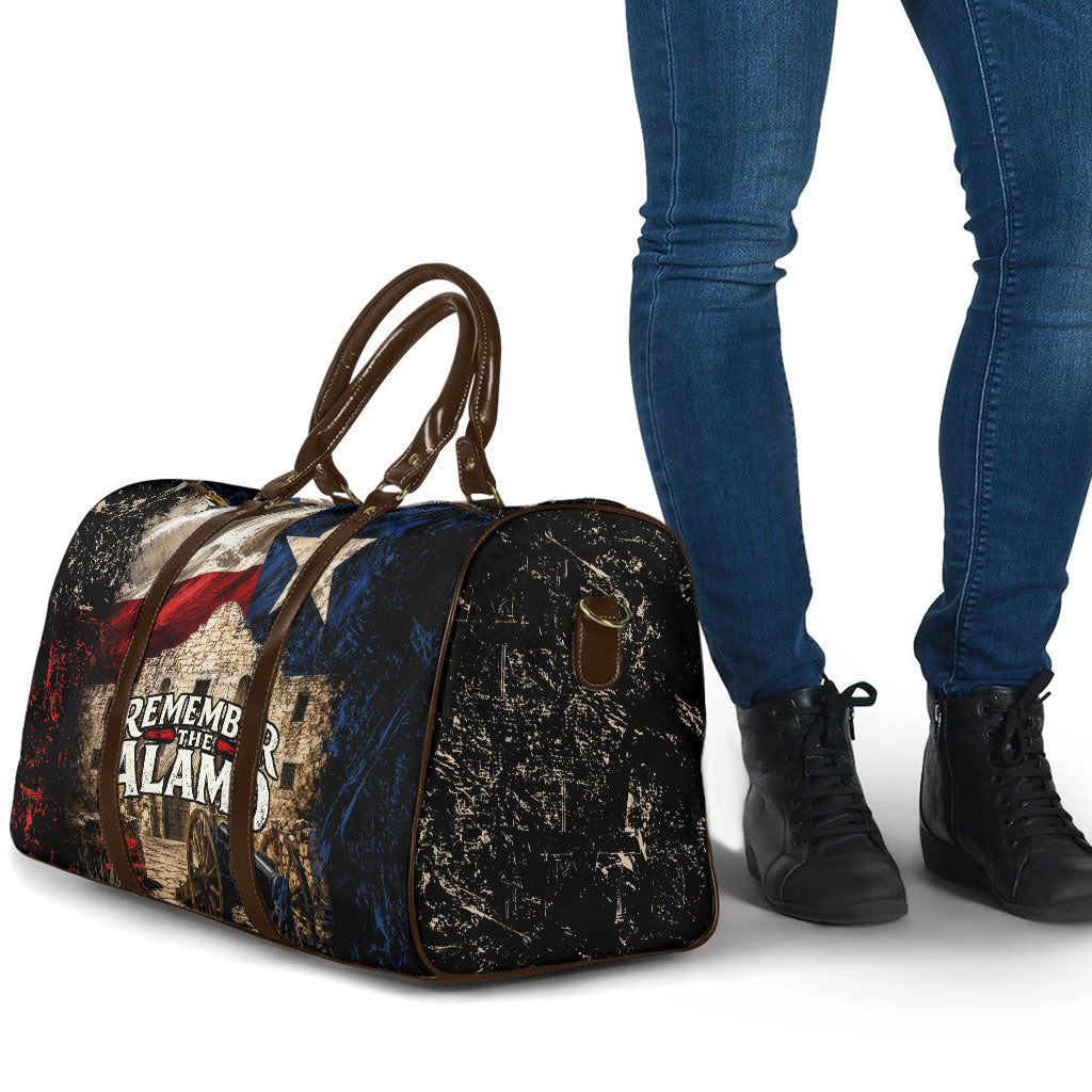Remember The Alamo Texas Flag Travel Bag Distressed Historical Texan Pride