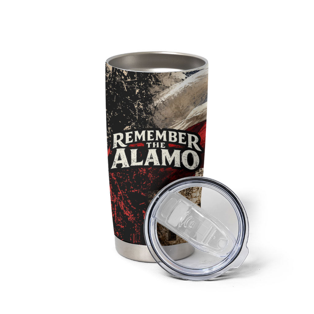 Remember The Alamo Texas Flag Tumbler Cup Distressed Historical Texan Pride