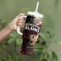 Remember The Alamo Texas Flag Tumbler With Handle Distressed Historical Texan Pride
