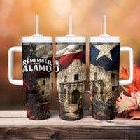 Remember The Alamo Texas Flag Tumbler With Handle Distressed Historical Texan Pride