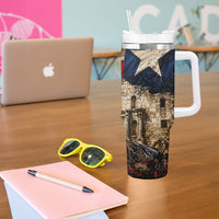 Remember The Alamo Texas Flag Tumbler With Handle Distressed Historical Texan Pride