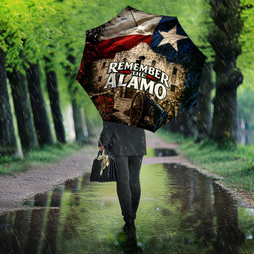 Remember The Alamo Texas Flag Umbrella Distressed Historical Texan Pride
