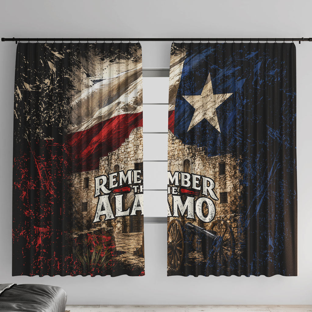 Remember The Alamo Texas Flag Window Curtain Distressed Historical Texan Pride