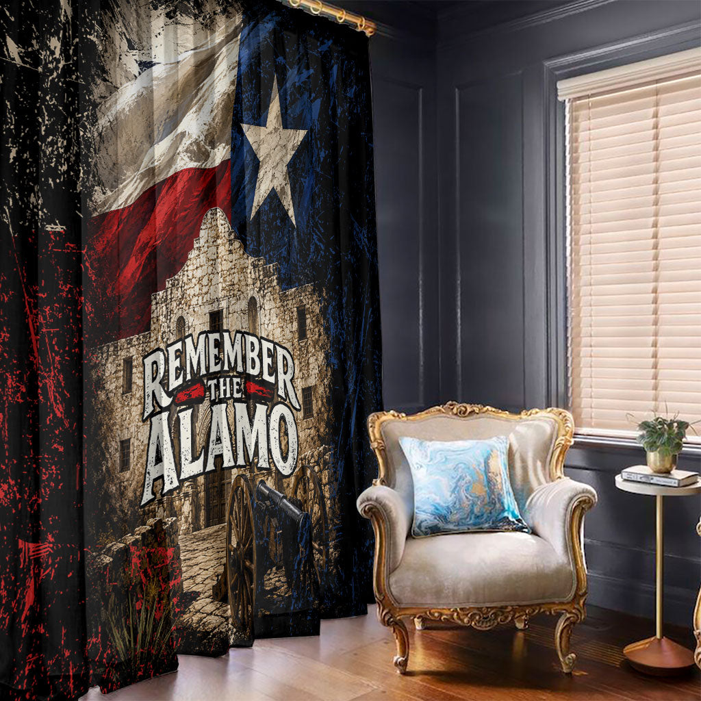 Remember The Alamo Texas Flag Window Curtain Distressed Historical Texan Pride