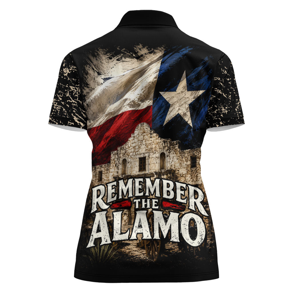 Remember The Alamo Texas Flag Women Polo Shirt Distressed Historical Texan Pride