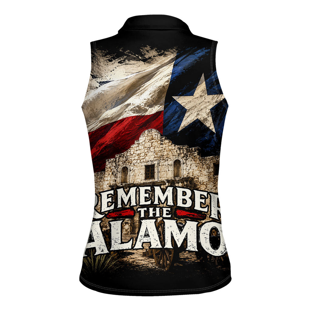 Remember The Alamo Texas Flag Women Sleeveless Polo Shirt Distressed Historical Texan Pride