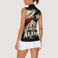 Remember The Alamo Texas Flag Women Sleeveless Polo Shirt Distressed Historical Texan Pride