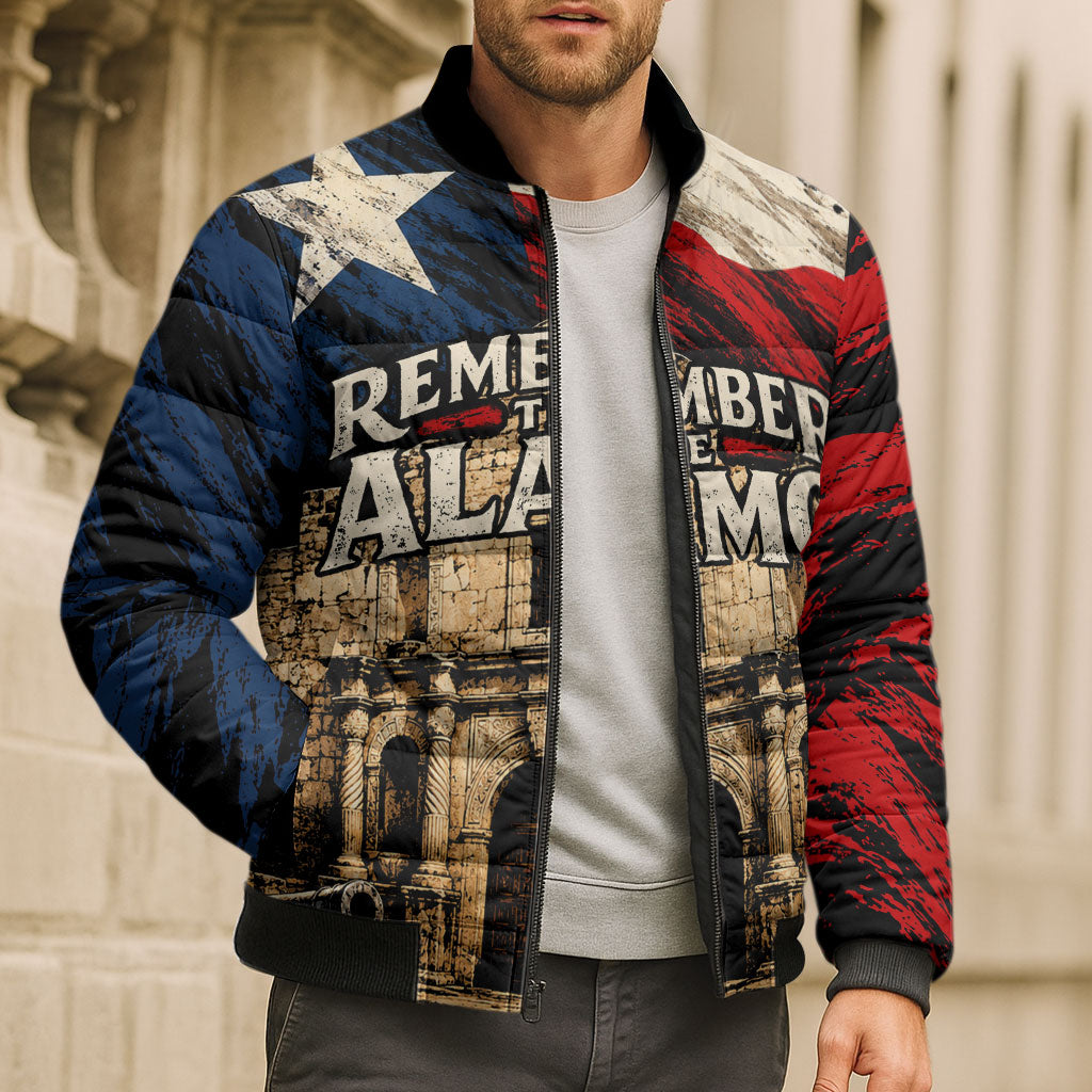 Remember The Alamo Texas Bomber Puffer Jacket Texan Pride Historical Heritage