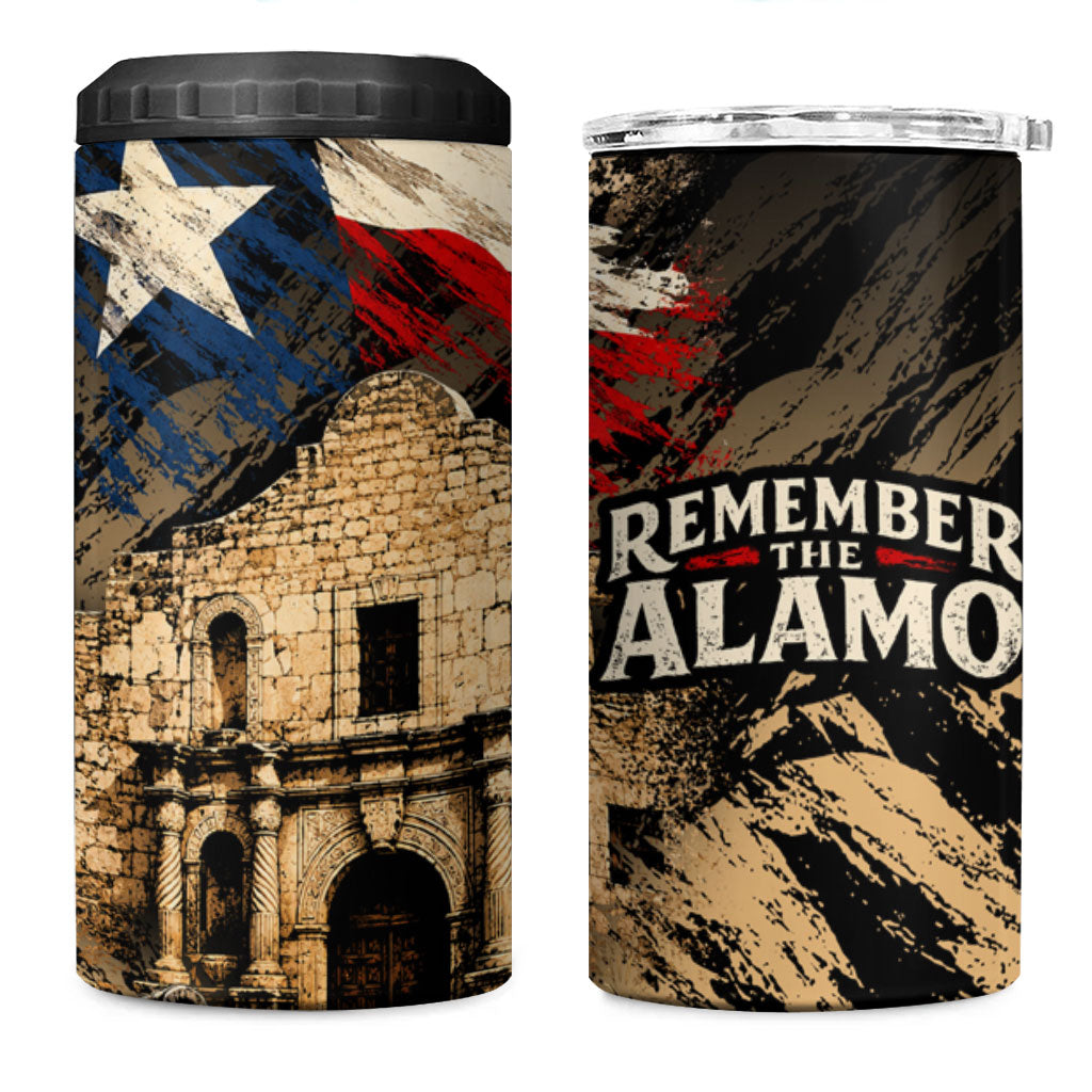 Remember The Alamo Texas 4 in 1 Can Cooler Tumbler Texan Pride Historical Heritage