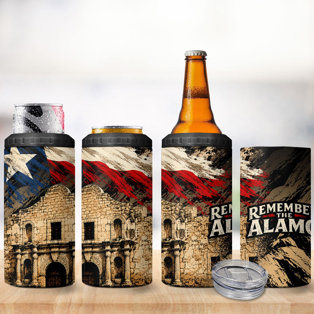 Remember The Alamo Texas 4 in 1 Can Cooler Tumbler Texan Pride Historical Heritage