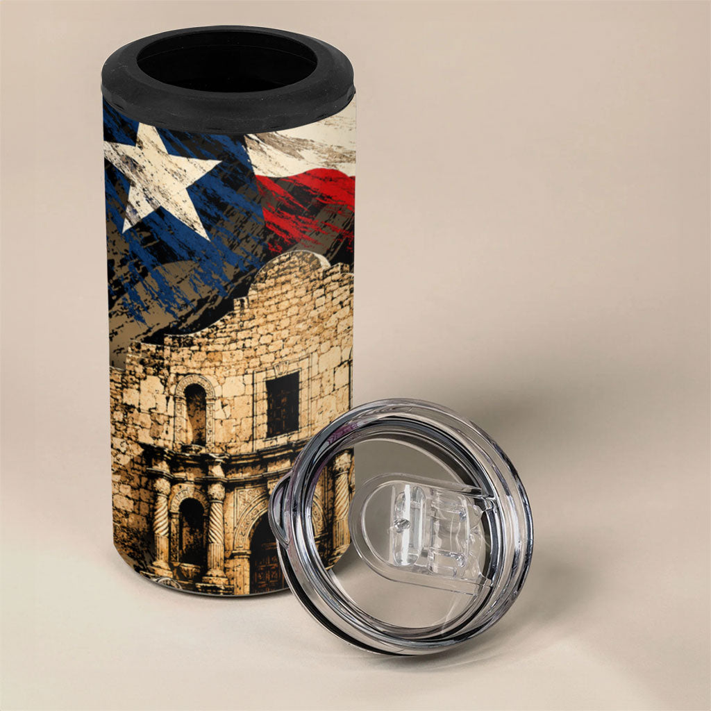 Remember The Alamo Texas 4 in 1 Can Cooler Tumbler Texan Pride Historical Heritage