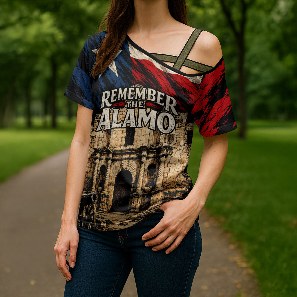 Remember The Alamo Texas Cross Shoulder Shirt Texan Pride Historical Heritage
