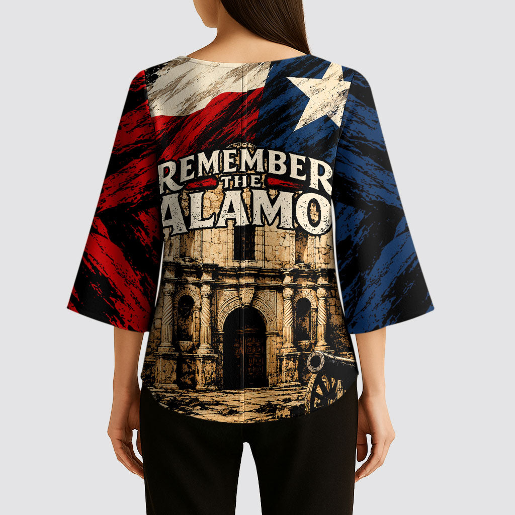 Remember The Alamo Texas Kimono Sleeve Blouse Texan Pride Historical Heritage