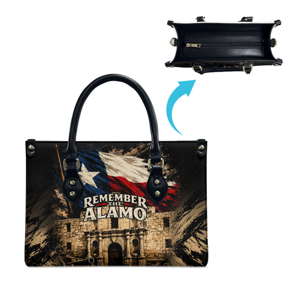 Remember The Alamo Texas Leather Bag Texan Pride Historical Heritage