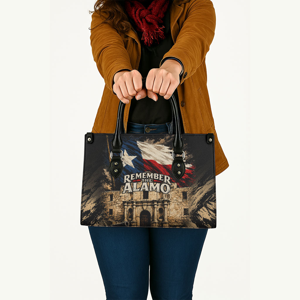 Remember The Alamo Texas Leather Bag Texan Pride Historical Heritage