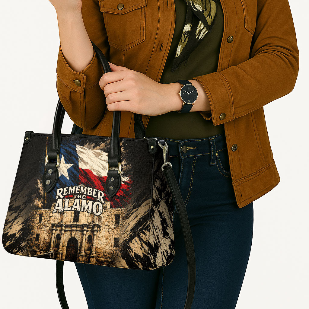 Remember The Alamo Texas Leather Bag Texan Pride Historical Heritage