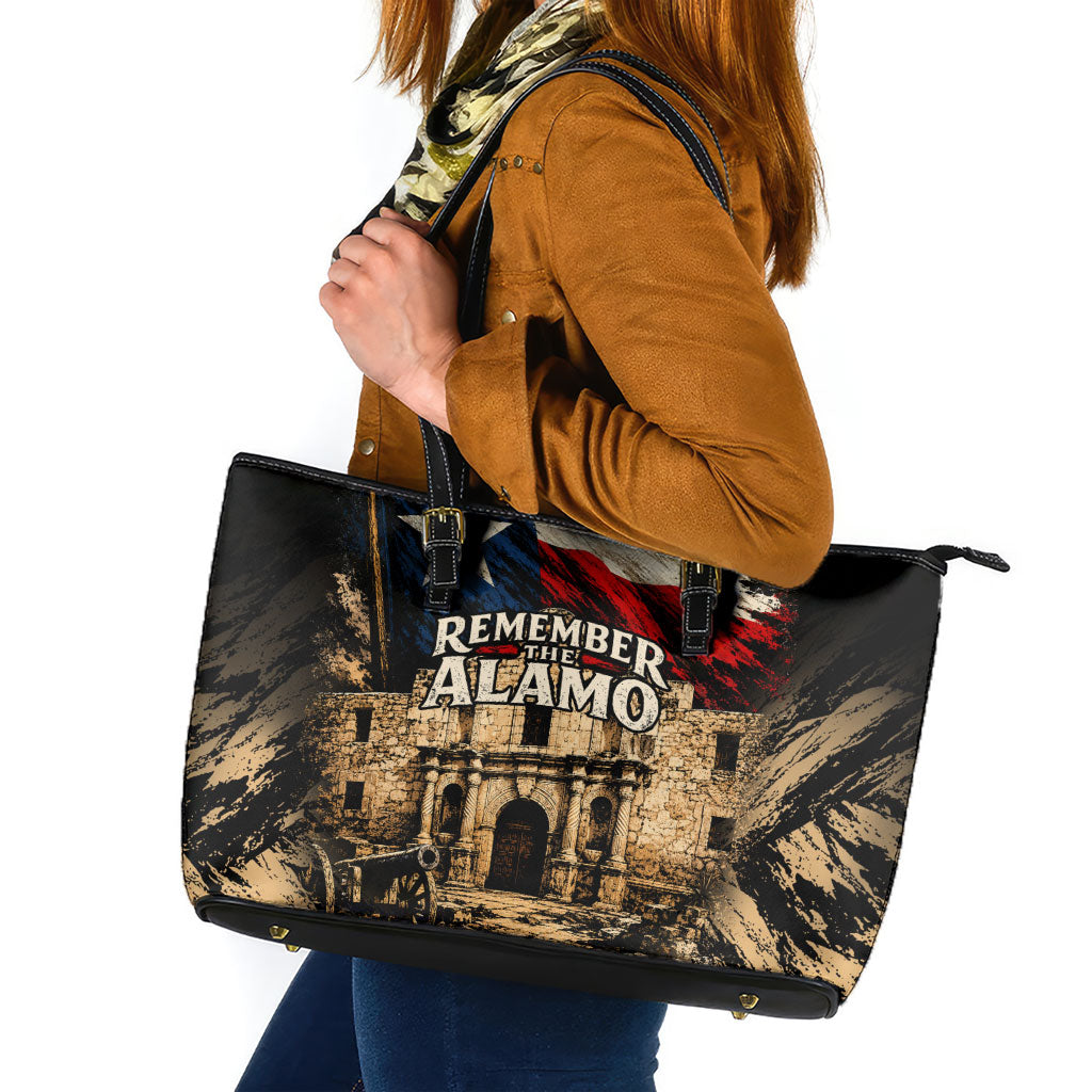 Remember The Alamo Texas Leather Tote Bag Texan Pride Historical Heritage