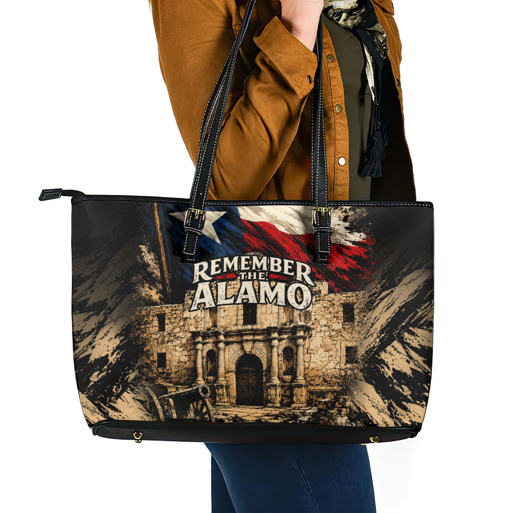 Remember The Alamo Texas Leather Tote Bag Texan Pride Historical Heritage