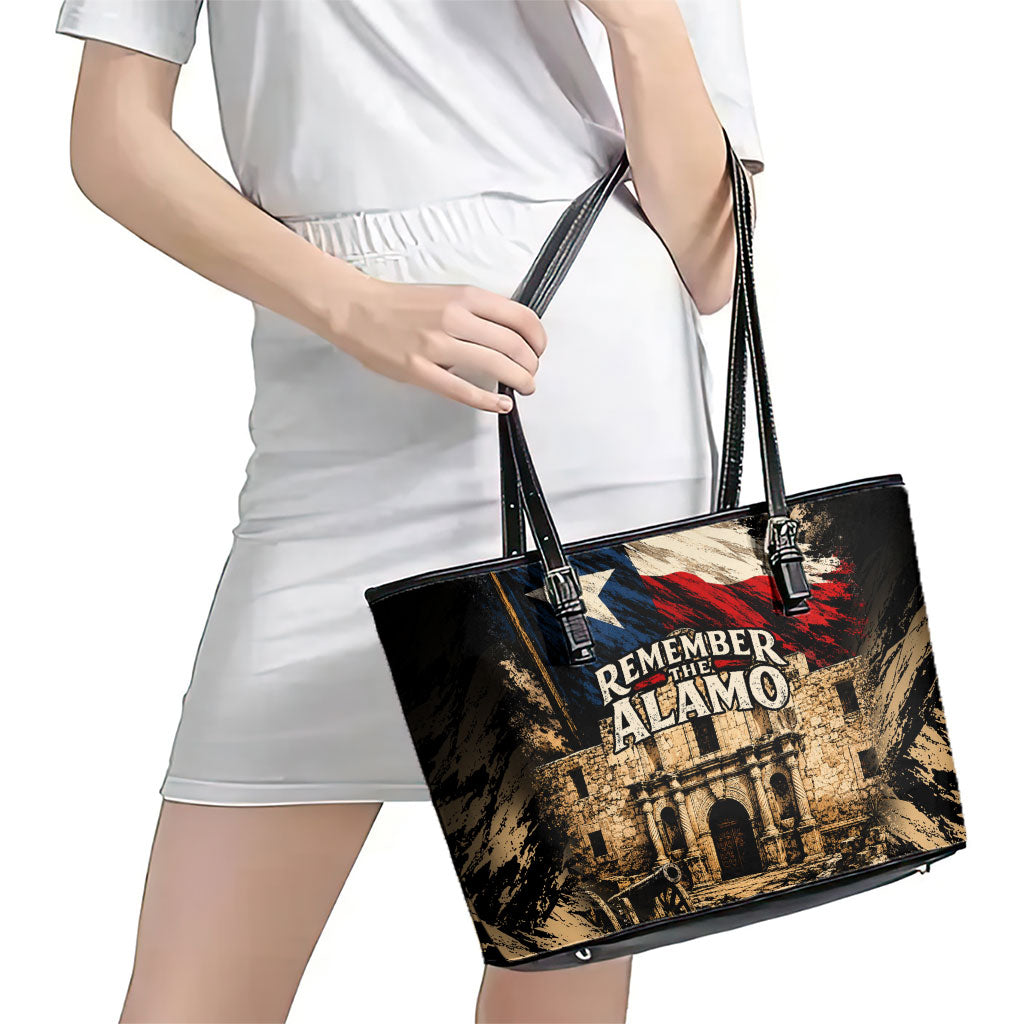 Remember The Alamo Texas Leather Tote Bag Texan Pride Historical Heritage