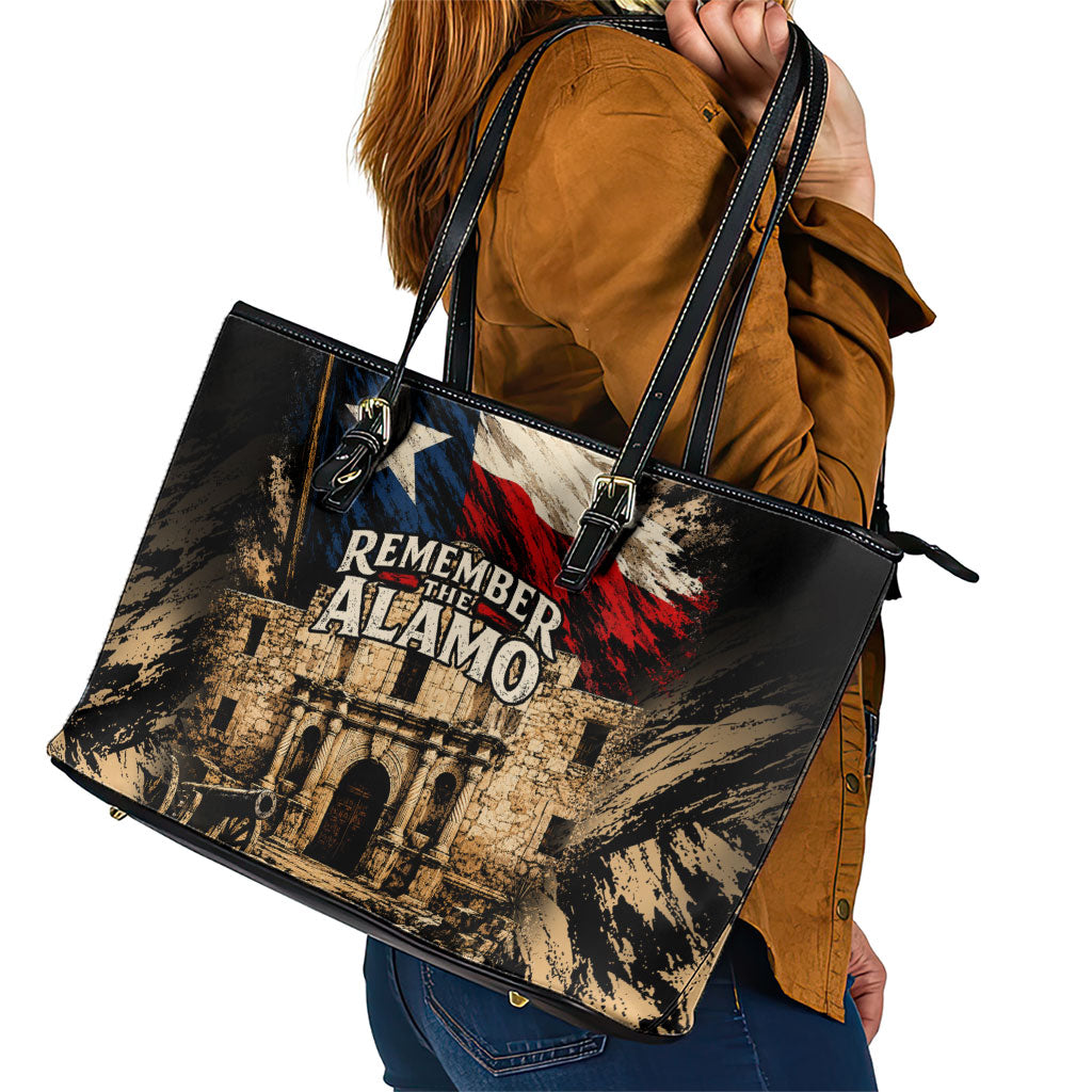 Remember The Alamo Texas Leather Tote Bag Texan Pride Historical Heritage