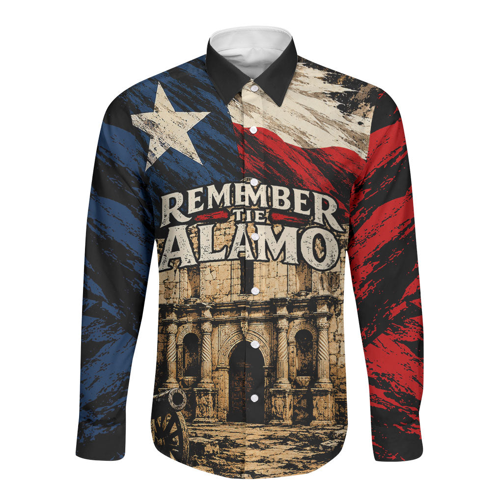 Remember The Alamo Texas Long Sleeve Button Shirt Texan Pride Historical Heritage