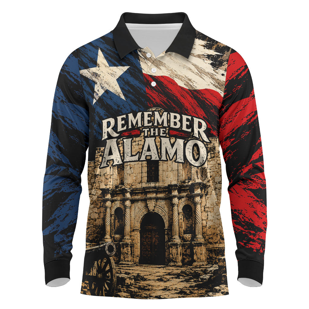 Remember The Alamo Texas Long Sleeve Polo Shirt Texan Pride Historical Heritage