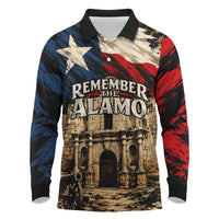 Remember The Alamo Texas Long Sleeve Polo Shirt Texan Pride Historical Heritage