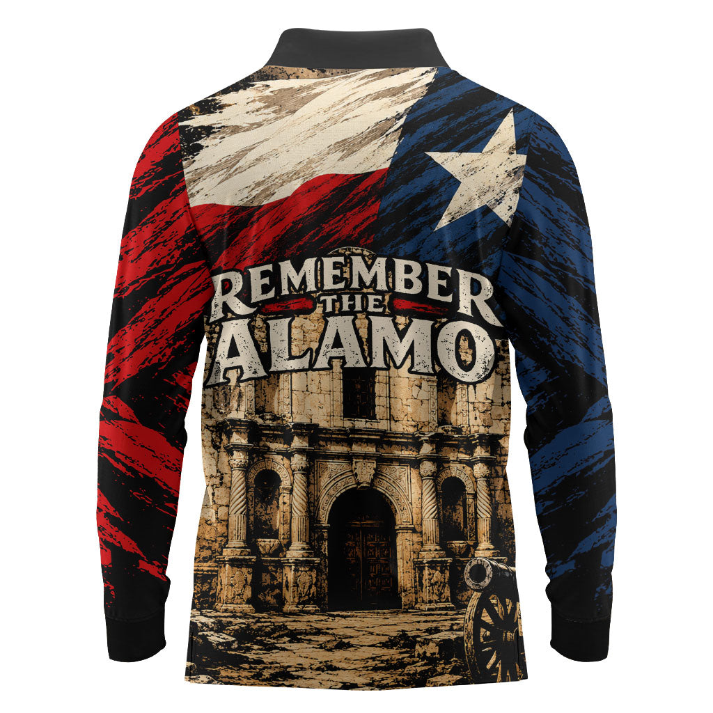 Remember The Alamo Texas Long Sleeve Polo Shirt Texan Pride Historical Heritage