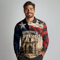 Remember The Alamo Texas Long Sleeve Polo Shirt Texan Pride Historical Heritage