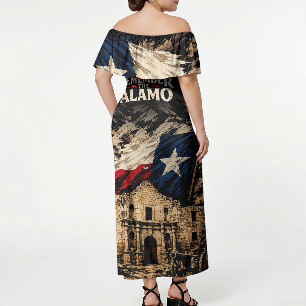Remember The Alamo Texas Off Shoulder Maxi Dress Texan Pride Historical Heritage
