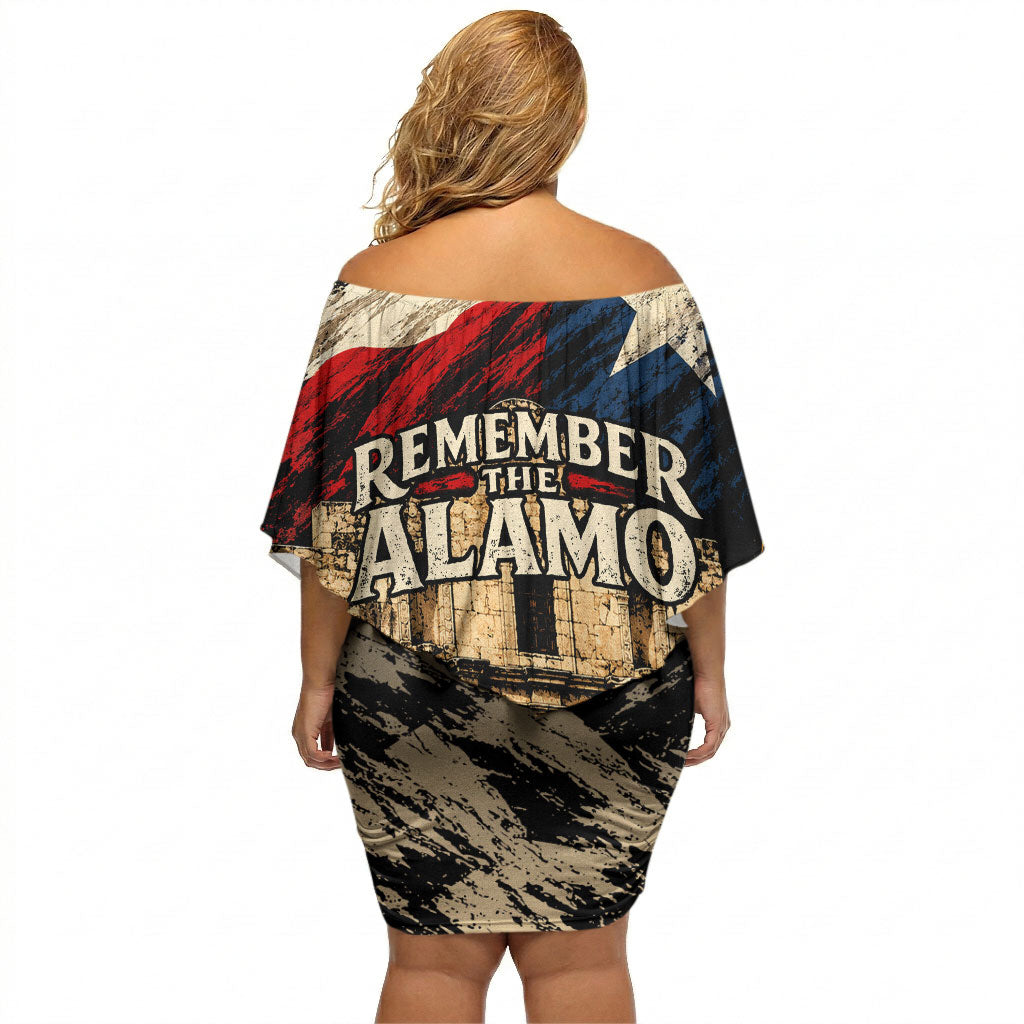 Remember The Alamo Texas Off Shoulder Short Dress Texan Pride Historical Heritage