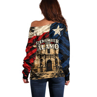 Remember The Alamo Texas Off Shoulder Sweater Texan Pride Historical Heritage