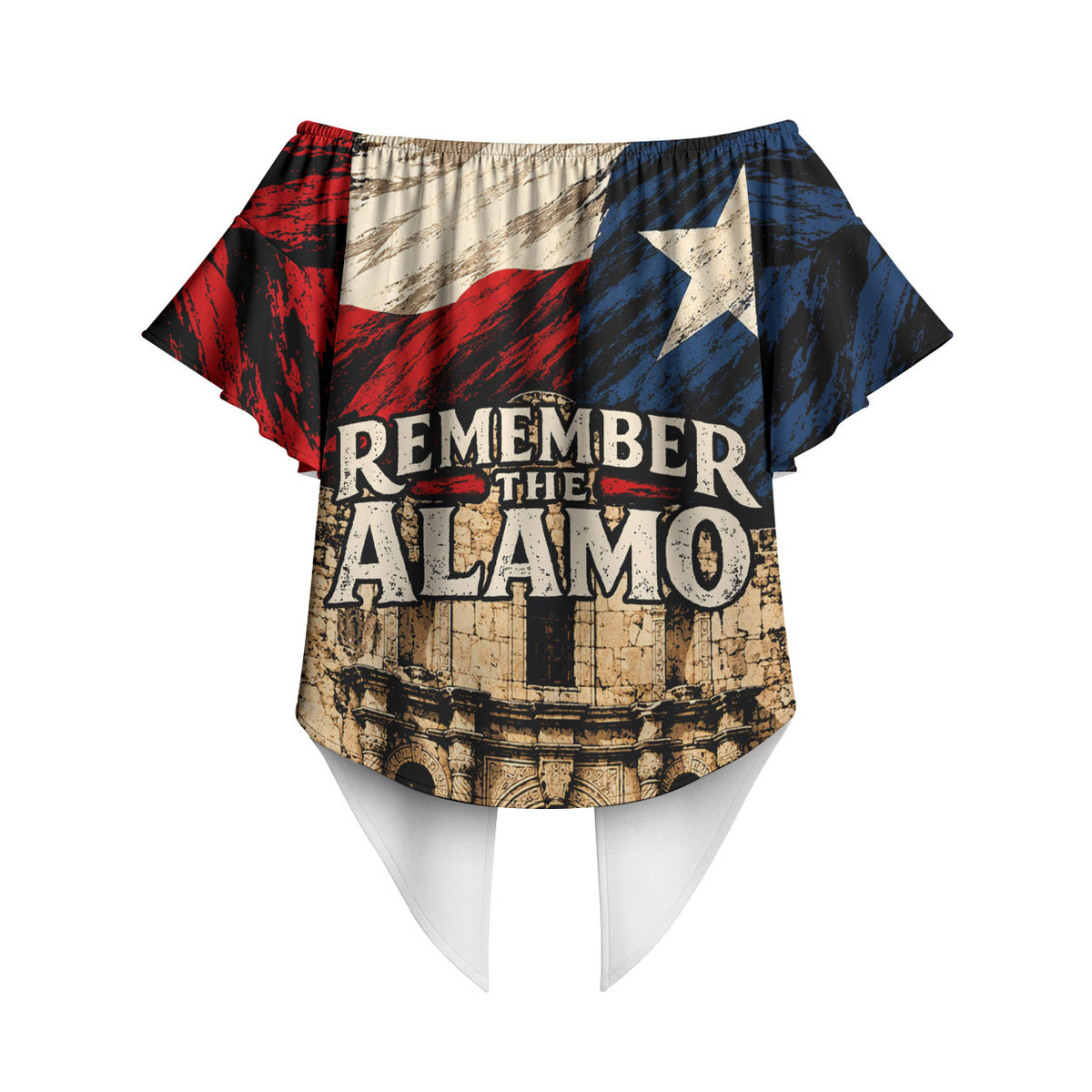 Remember The Alamo Texas Off Shoulder Wrap Waist Top Texan Pride Historical Heritage