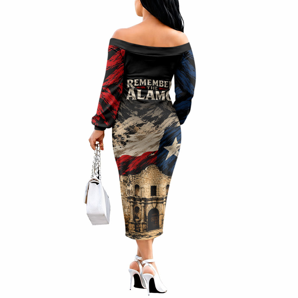 Remember The Alamo Texas Off The Shoulder Long Sleeve Dress Texan Pride Historical Heritage