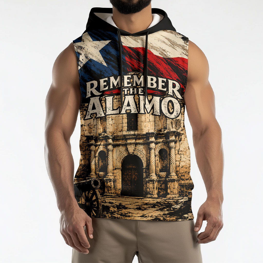 Remember The Alamo Texas Sleeveless Hoodie Texan Pride Historical Heritage