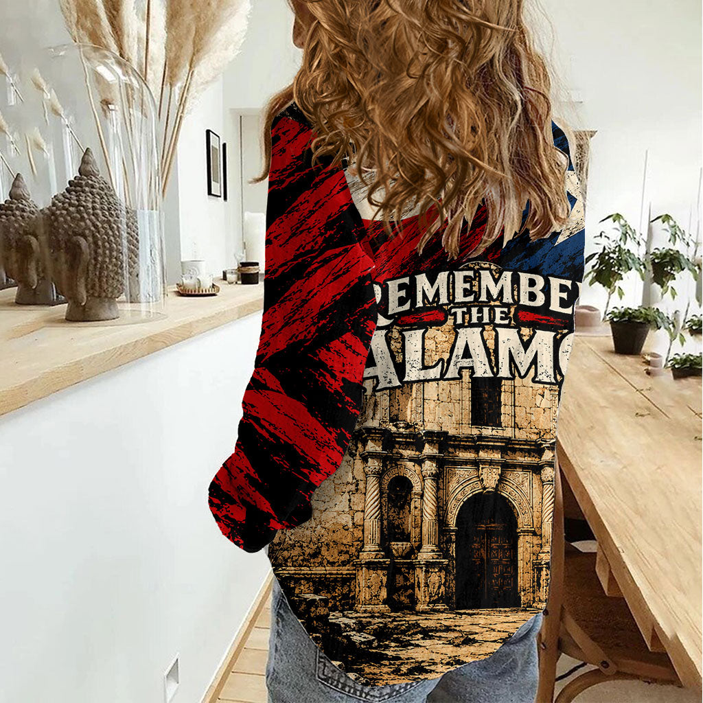 Remember The Alamo Texas Women Casual Shirt Texan Pride Historical Heritage