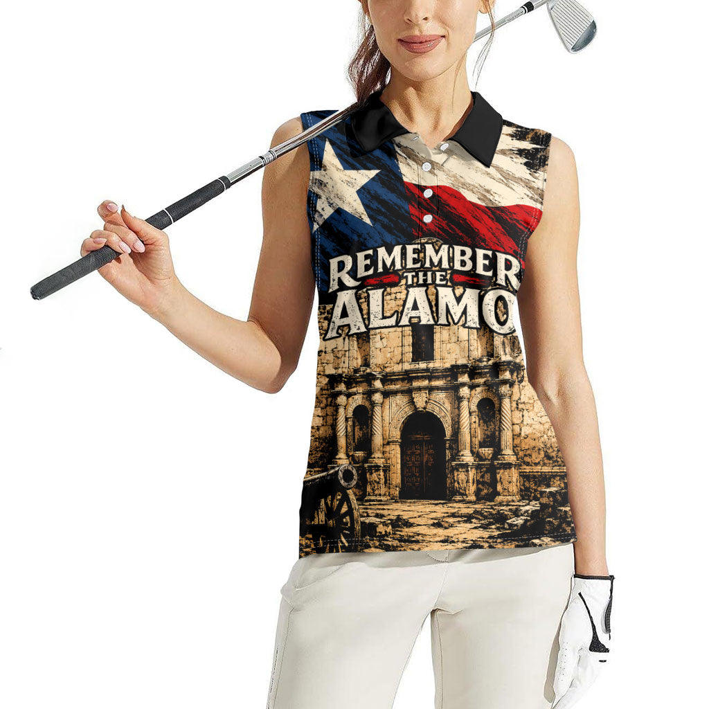 Remember The Alamo Texas Women Sleeveless Polo Shirt Texan Pride Historical Heritage