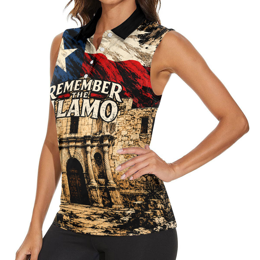 Remember The Alamo Texas Women Sleeveless Polo Shirt Texan Pride Historical Heritage