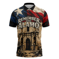 Remember The Alamo Texas Zipper Polo Shirt Texan Pride Historical Heritage