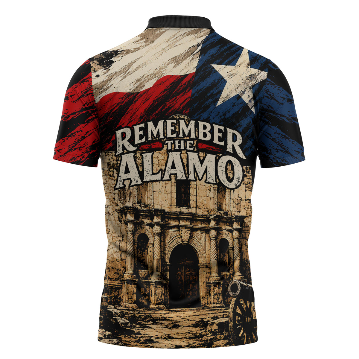 Remember The Alamo Texas Zipper Polo Shirt Texan Pride Historical Heritage