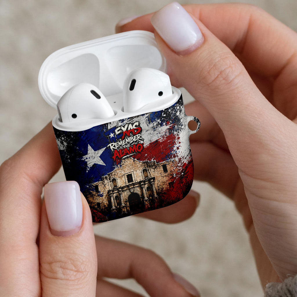 Texas Remember The Alamo AirPods Case Distressed Splatter Paint Texan Pride
