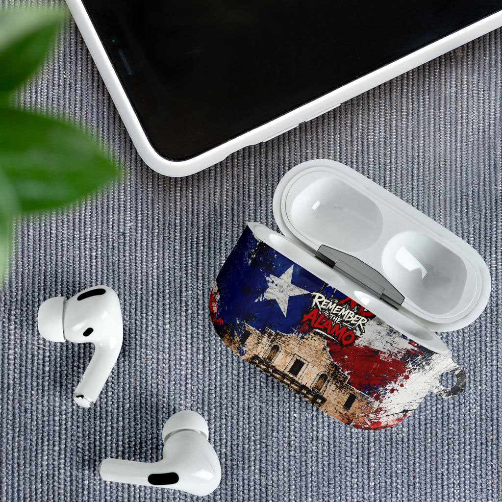 Texas Remember The Alamo AirPods Case Distressed Splatter Paint Texan Pride