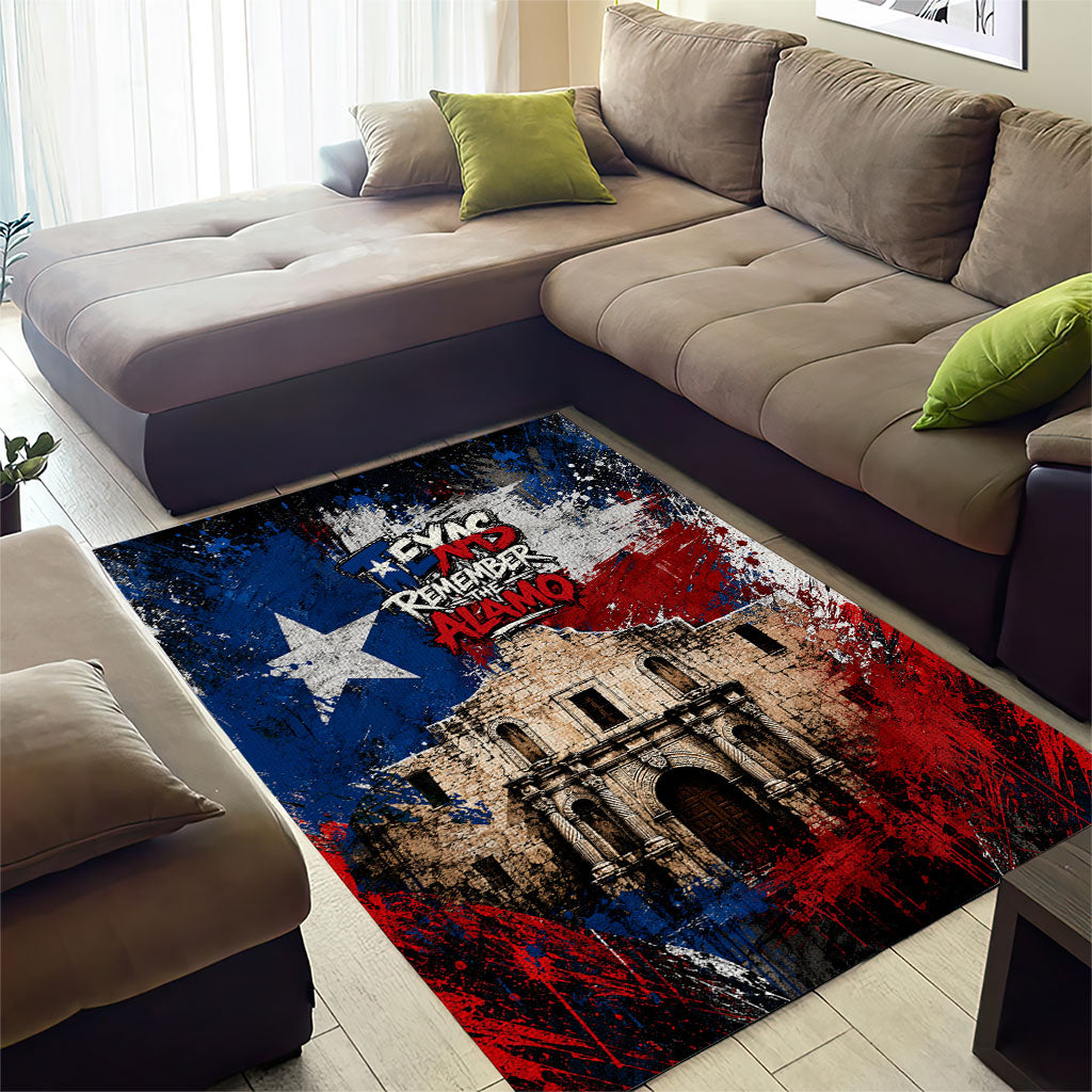 Texas Remember The Alamo Area Rug Distressed Splatter Paint Texan Pride