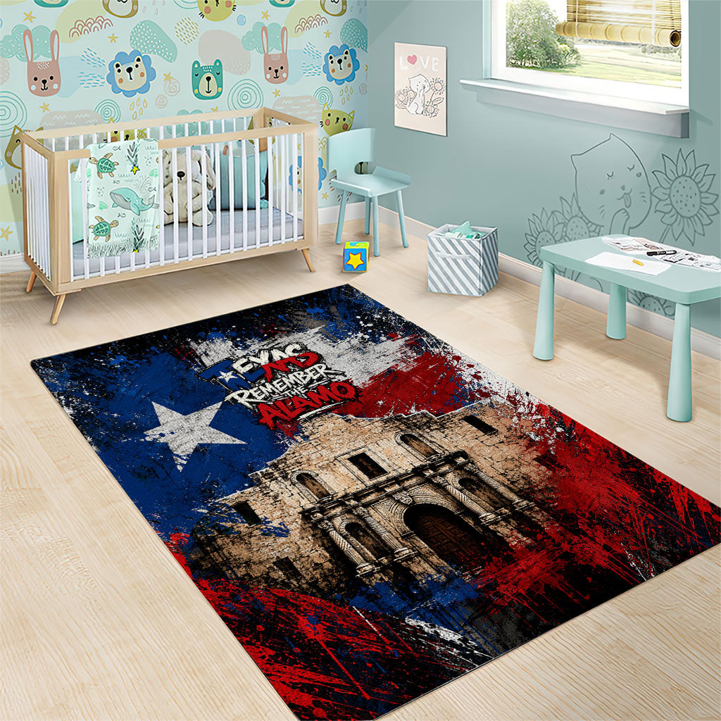 Texas Remember The Alamo Area Rug Distressed Splatter Paint Texan Pride